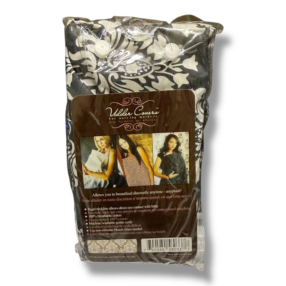 Udder Covers Nursing Breastfeeding Cover Gray White‎ Damask Cotton Adjustable